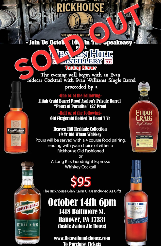 Avalon Ale House Rickhouse Speakeasy Speak Easy Whiskey Bar Hanover PA 17331 Florida Inspired Bar and Restaurant Nightlife Live Music
